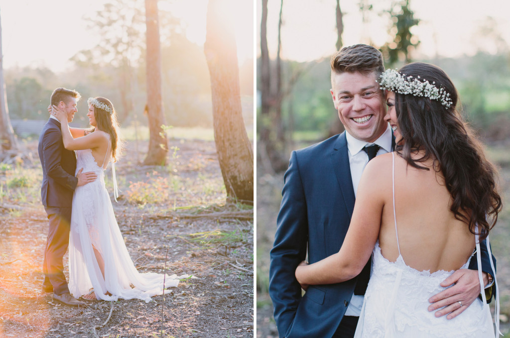 Sunset Farm Wedding Photography with bride wearing Grace Loves Lace