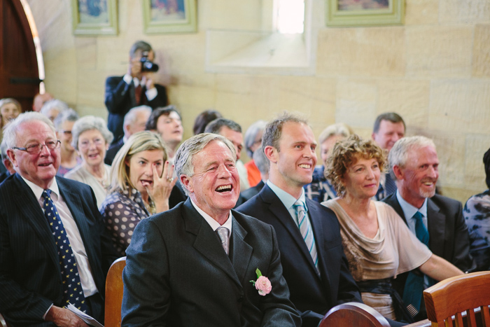 excited father of the bride in wedding ceremony