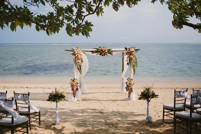 Getting married under traditional Fiji tropical flowers