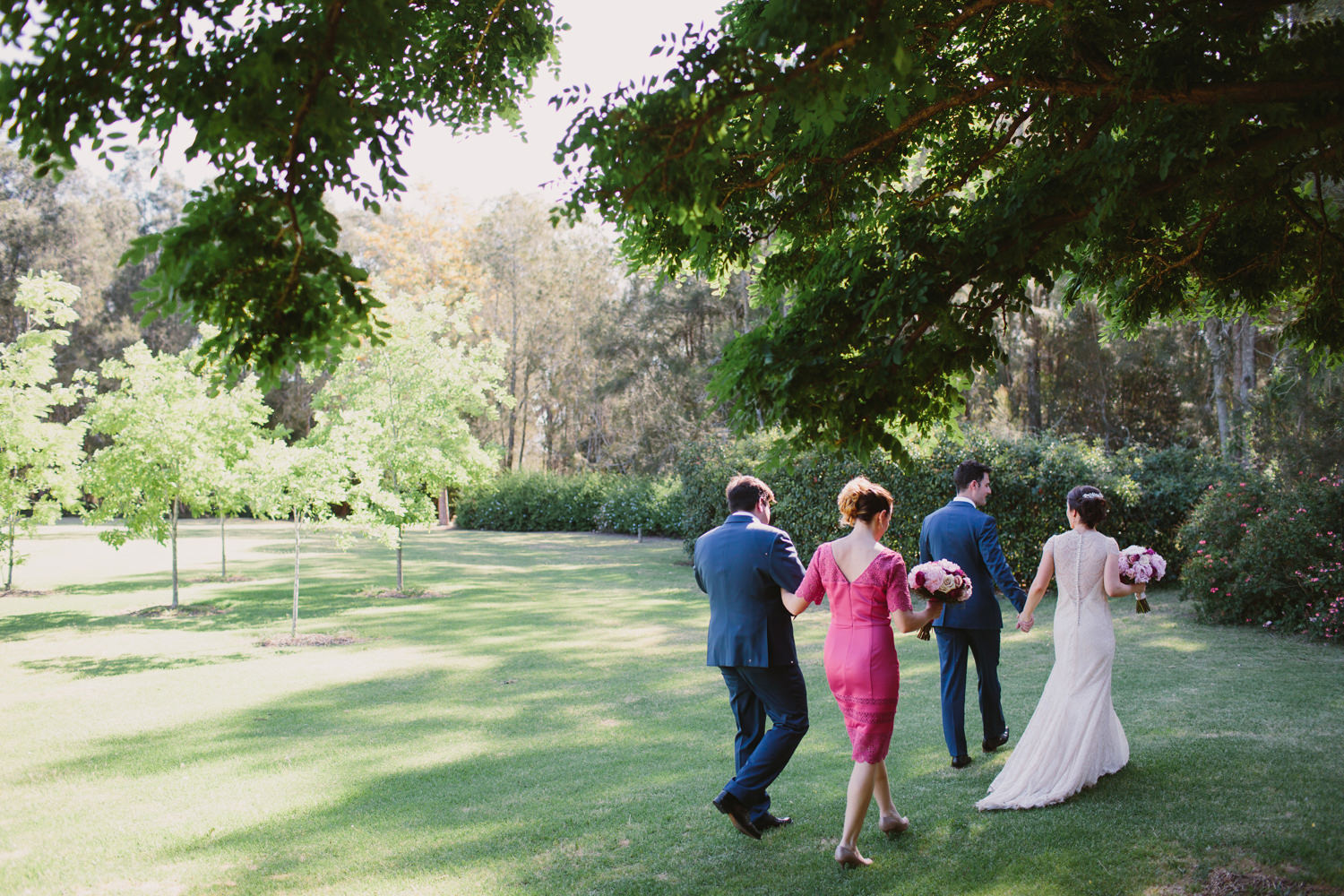 Candid moment with bridal party after Hunter Valley ceremony