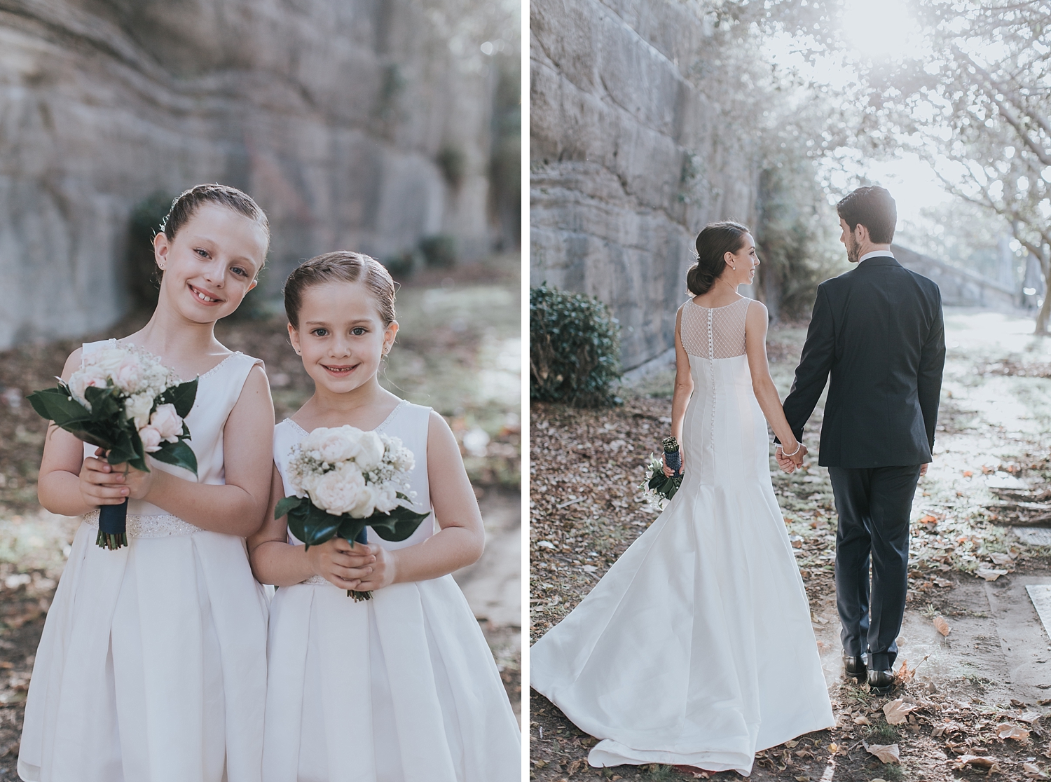 flowergirls and bride and groom