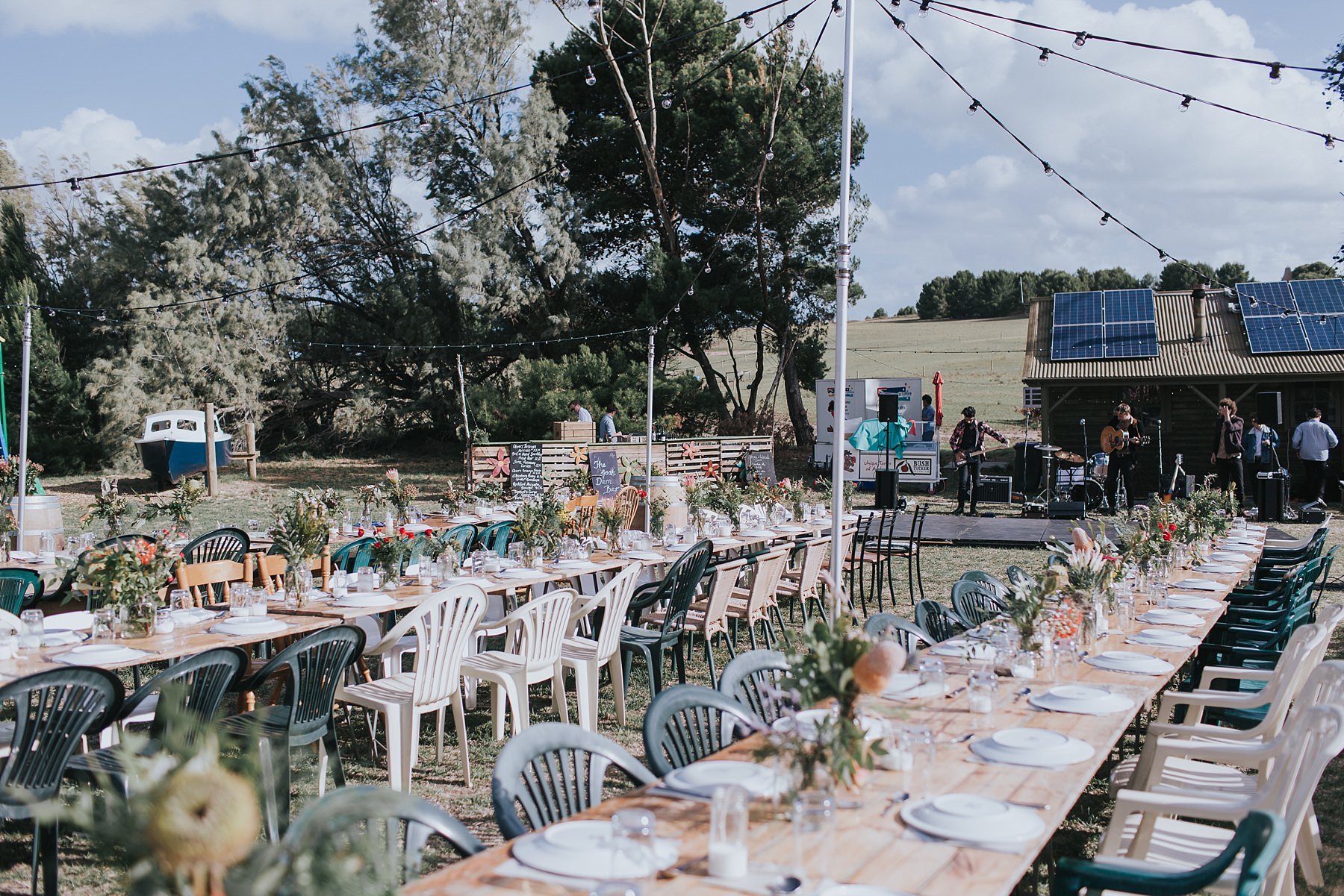 outdoor wedding reception at narnu farm