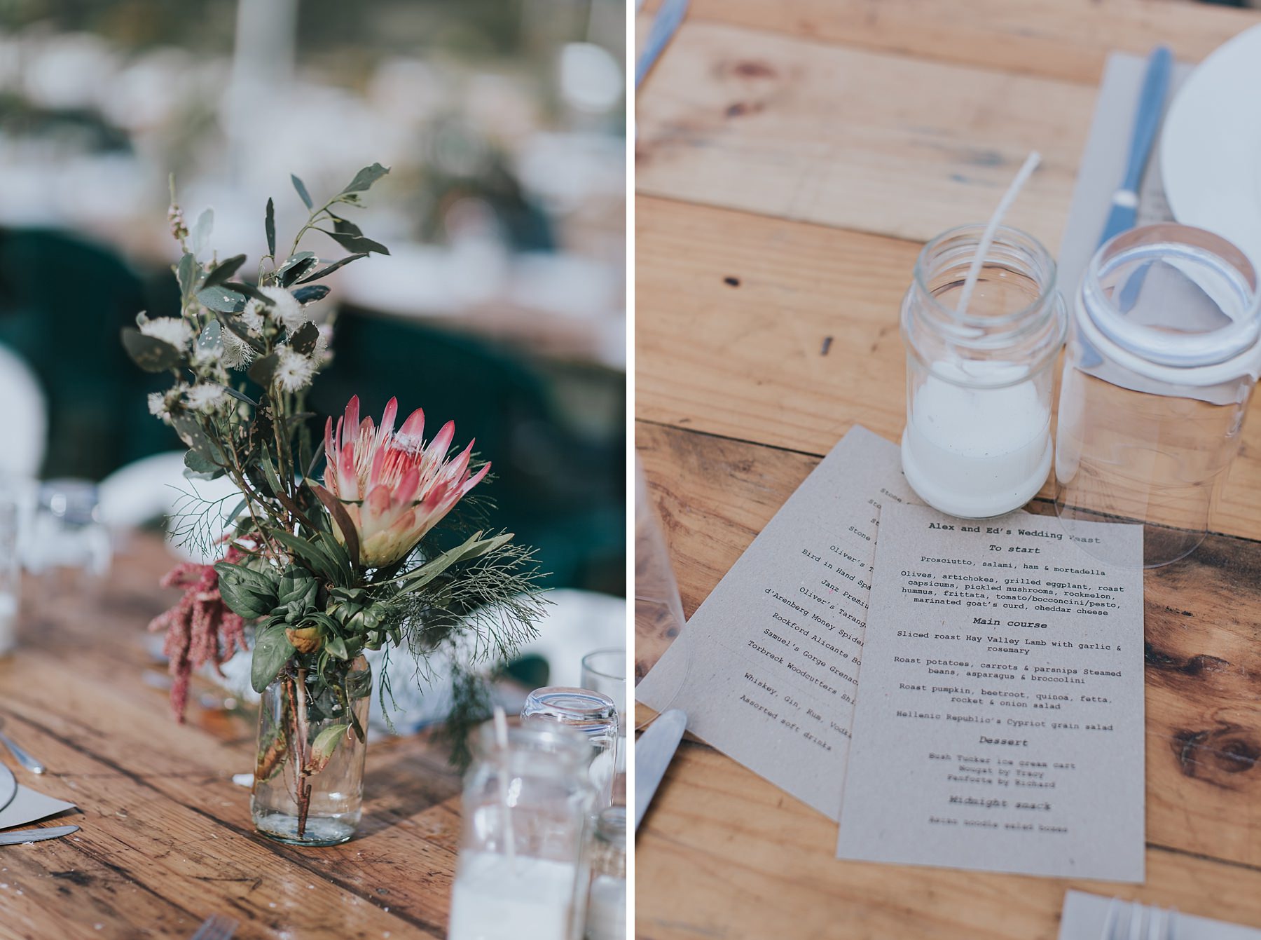 table details at narnu farm wedding