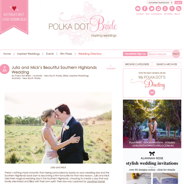 Southern Highlands Bendooley Estate Wedding Photography | Polka Dot Bride