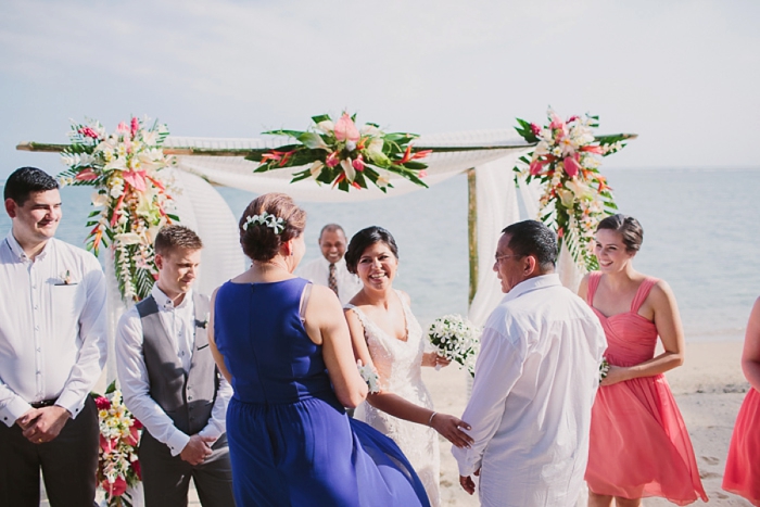 Happy bride getting married in Fiji