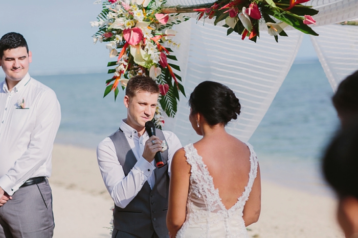 Groom reciting Vows at Fiji Wedding