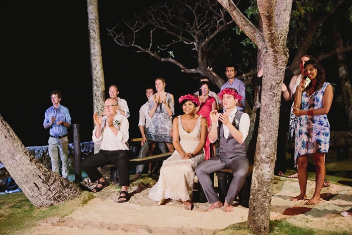 Fijian wedding guests enjoy the entertainment