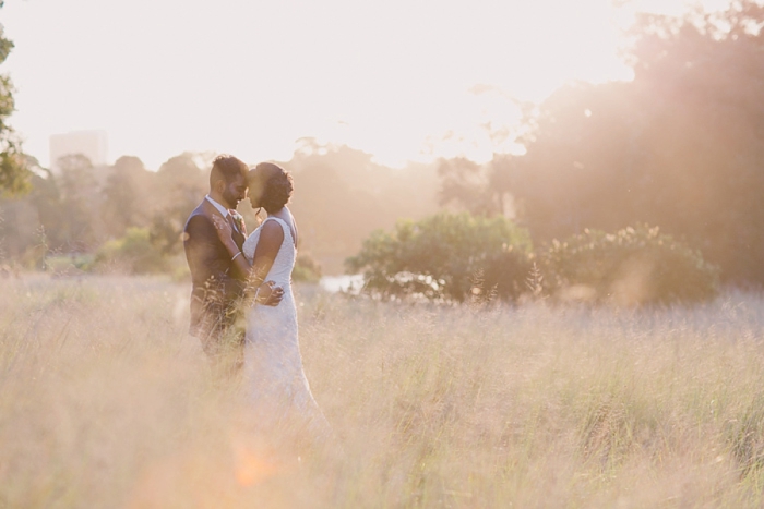 Pretty backlit romantic wedding photography