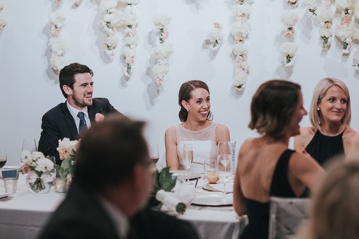 sydney wedding couple laughing at speeches