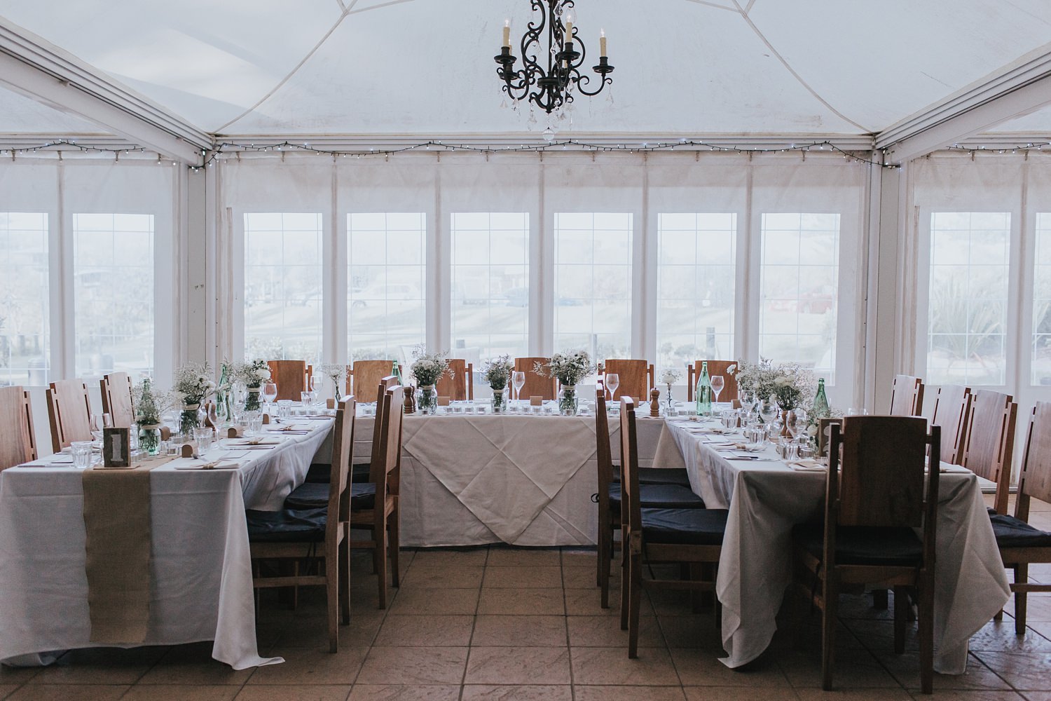restaurant set up for dunes wedding reception