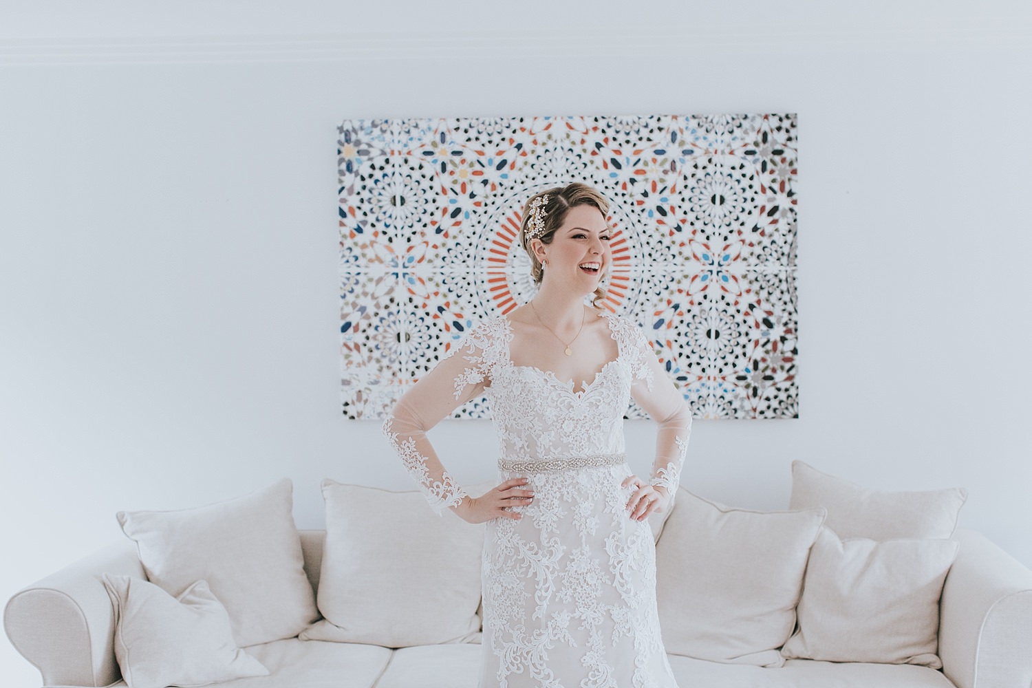 timeless wedding bride wearing lace gown