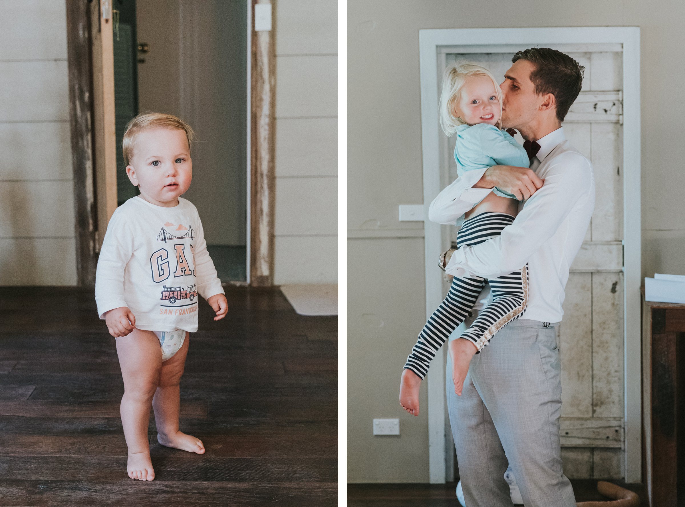groom has cute niece and nephew posing for photos on the wedding morning