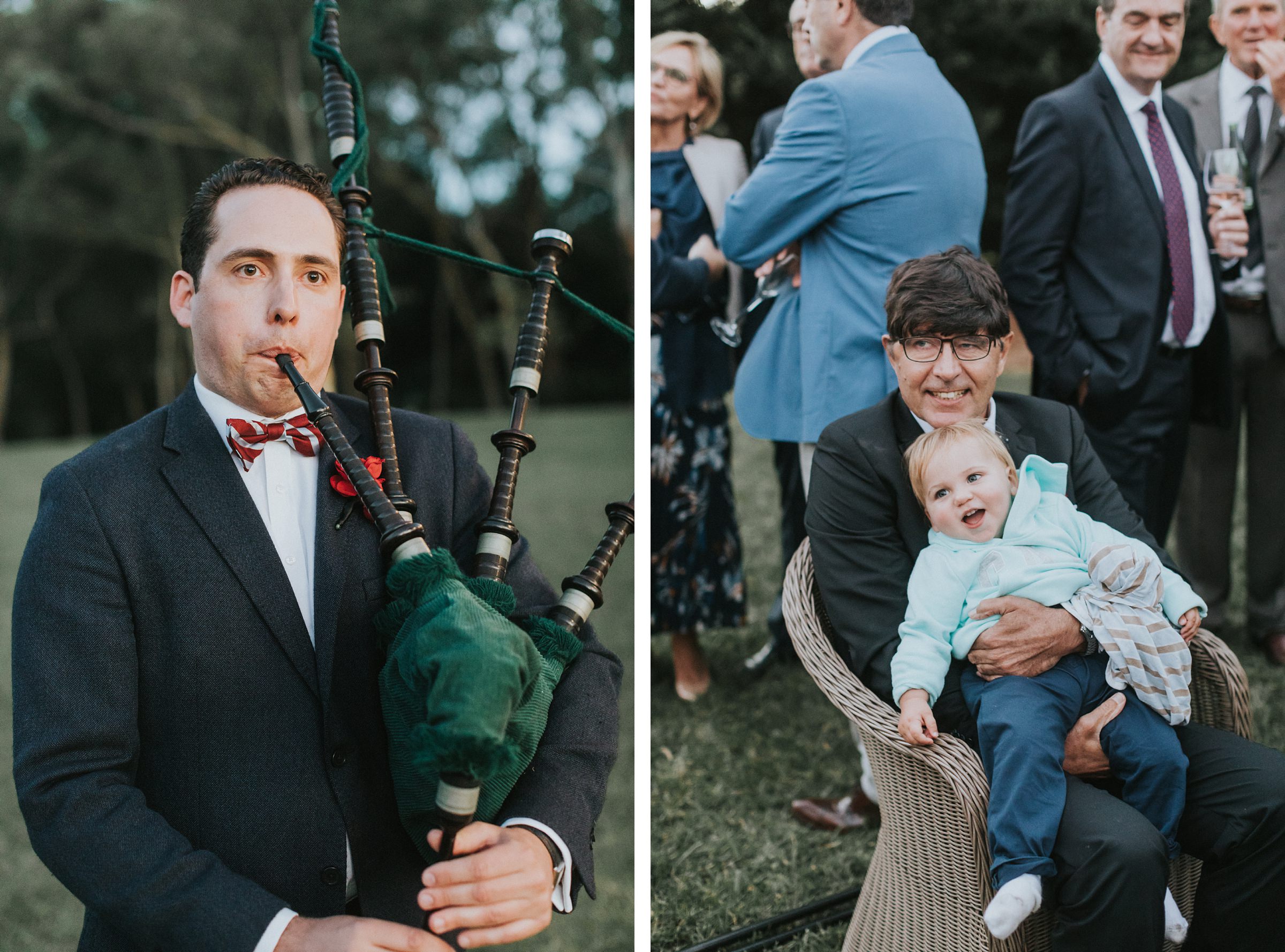 brides brother duncan mckay playing the bagpipes