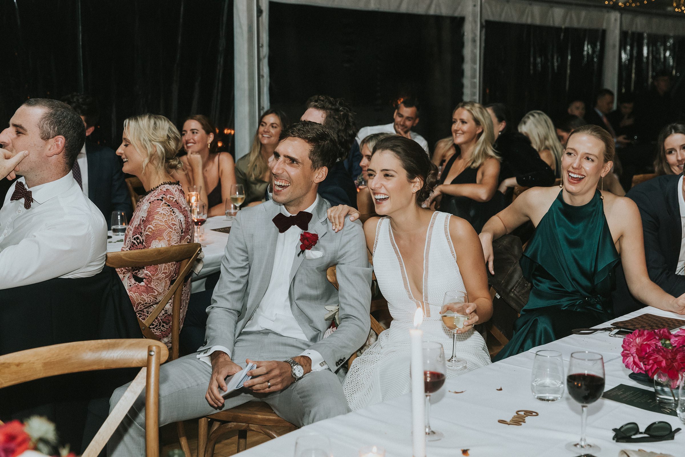 candid and honest wedding photos during wedding reception