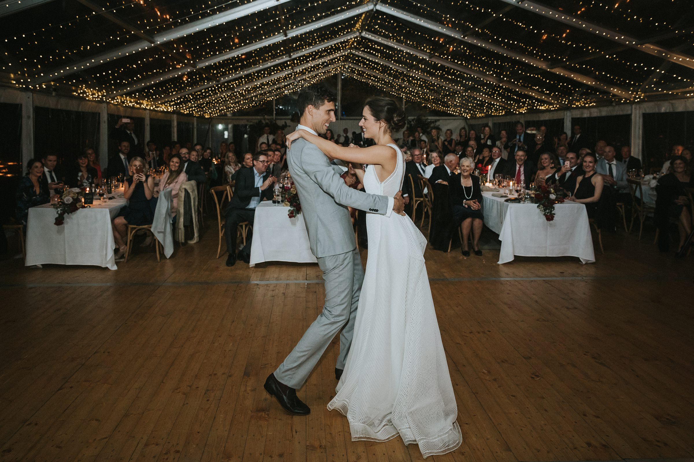 bridal waltz in marquee wedding in berry