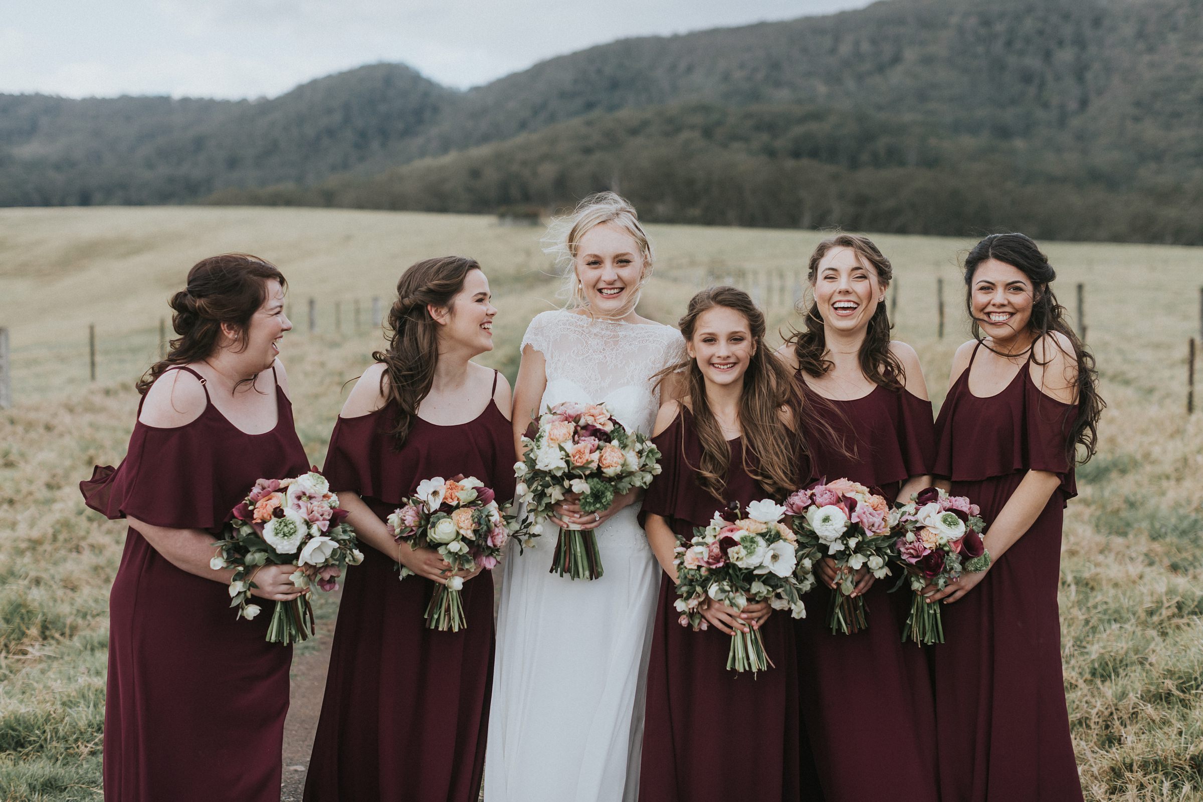 bridesmaids at melross and willows farm kangaroo valley
