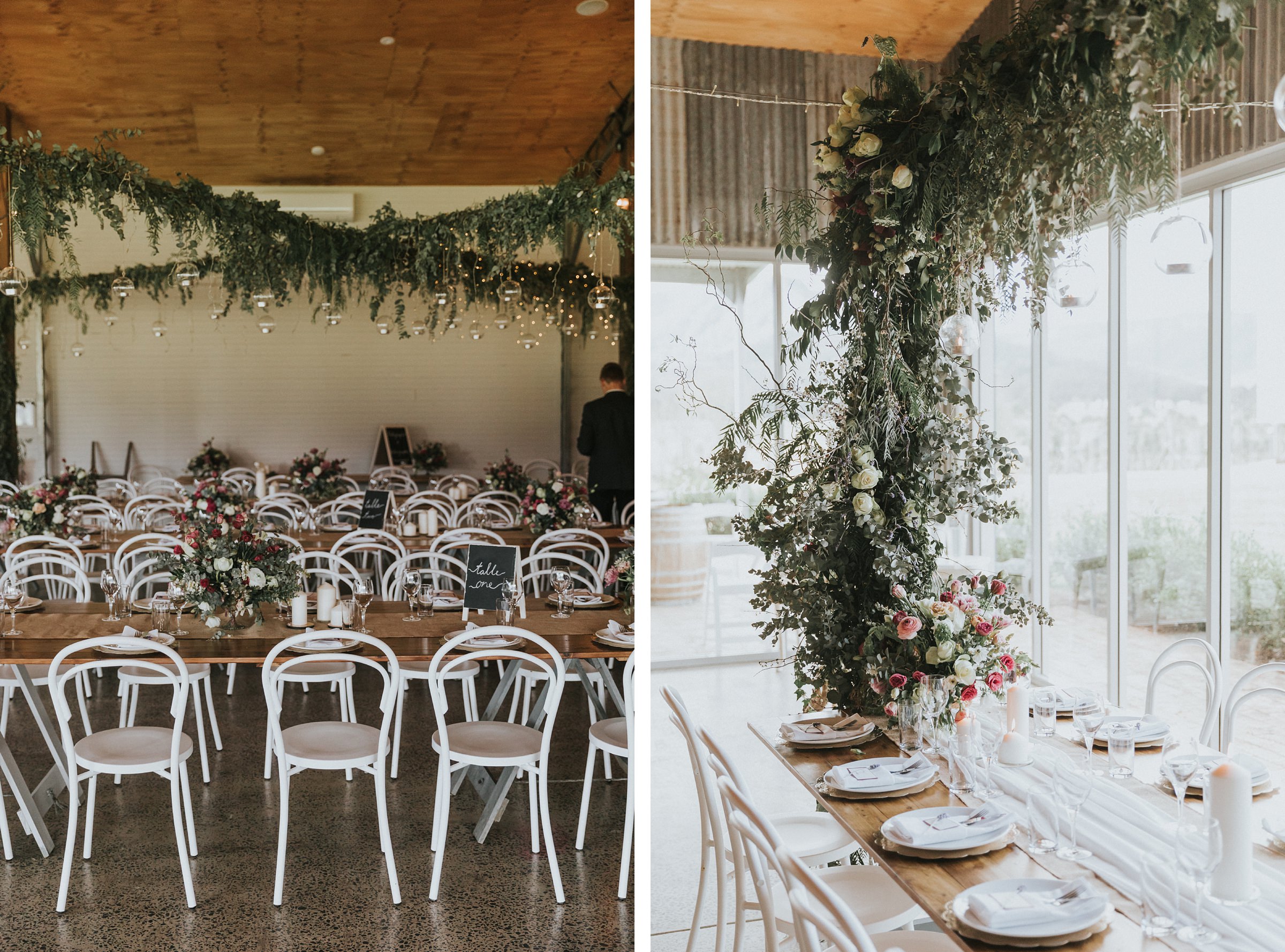 styling at the barn melross farm for wedding reception